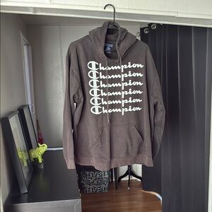 Champion Black Hoodie with Logo